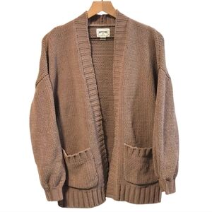 American Eagle Chunky Knit Oversized Tan Open Front Sweater Cardigan Size Small